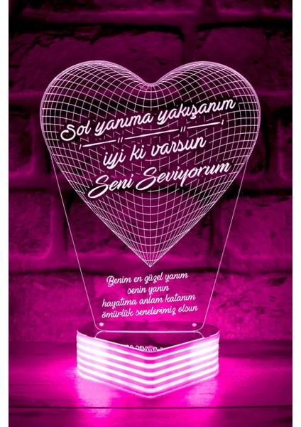 Sevgiliye 3D LED Lamba