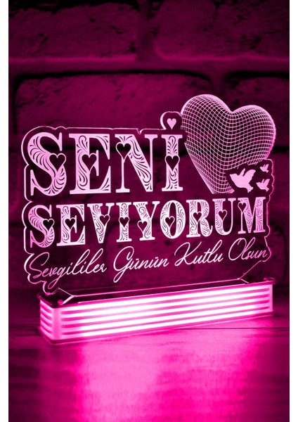 Sevgiliye , Seni Seviyorum 3D Lamba