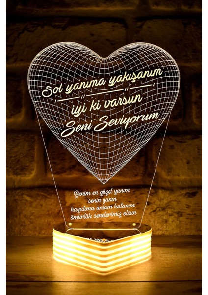 Sevgiliye 3D LED Lamba