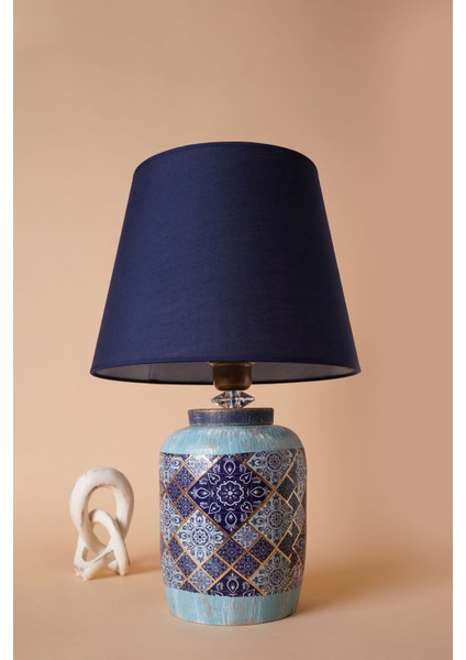 Gamme Handmade Seramik Abajur Lacivert-Su Yeşili