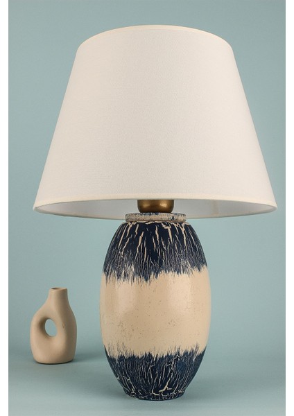 Reflechi Handmade Seramik Abajur Lacivert-Krem