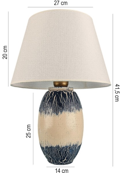 Reflechi Handmade Seramik Abajur Lacivert-Krem