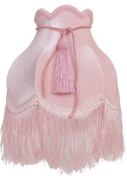 Kadife Kaplı Halat Dekorlu Pudra Pembe Vintage Abajur AB012245
