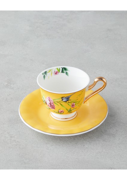 English Home Vanilla Mood New Bone China 12 Parça 6 Kişilik Kahve Fincan Takımı 90 ml Sarı