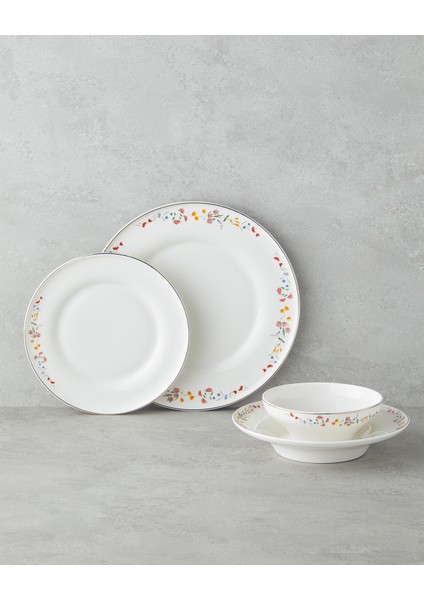 Floral Symphony Bone Porselen Yemek Takımı 24 Parça 6 Kişilik Renkli