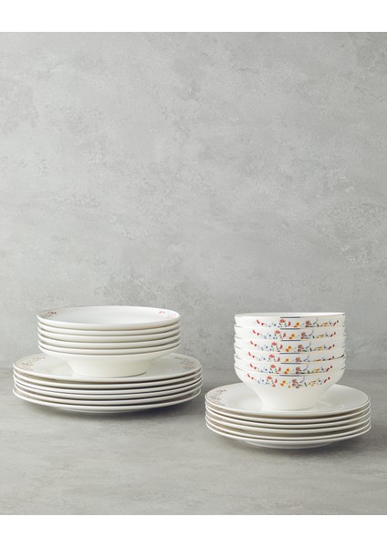 Floral Symphony Bone Porselen Yemek Takımı 24 Parça 6 Kişilik Renkli fiyatları
