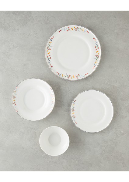 Floral Symphony Bone Porselen Yemek Takımı 24 Parça 6 Kişilik Renkli modelleri