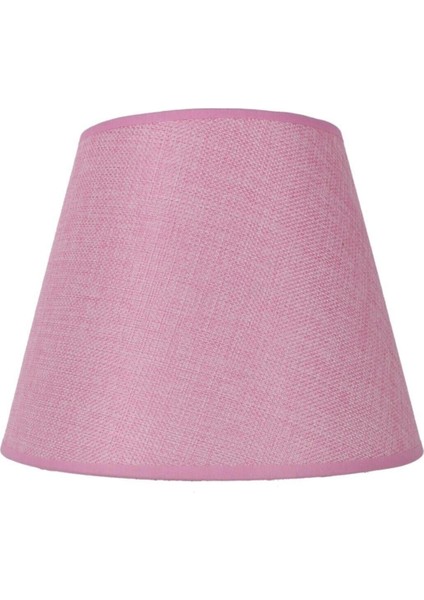 Modern Ahşap Ayaklı Kumaş Pembe Abajur