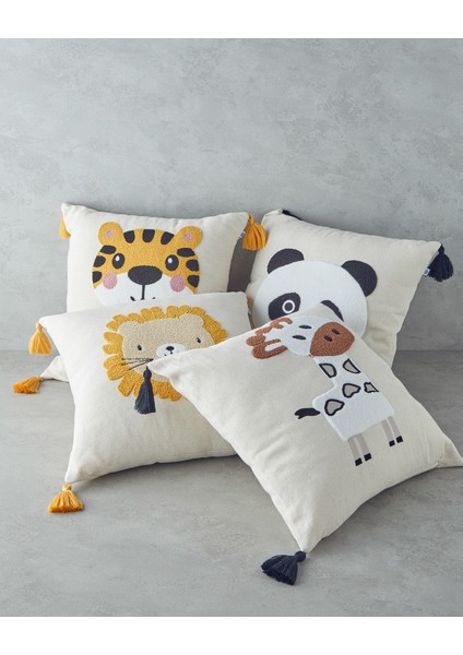 Cute Panda Bebe Dekoratif Kırlent 45 x 45 cm Ekru modelleri