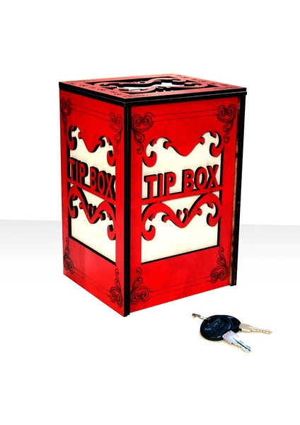 Ahşap Tip Bo x Bahşiş Kutusu Anahtarlı Kilitli Kırmızı fiyatları