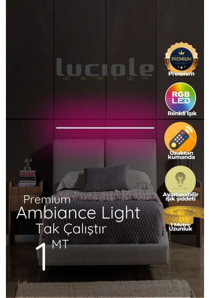 LED Abajur Aplik Gece Lambası Rgb Lambader 16 Renkli Uzaktan Kumandalı Işık 4 Animasyonlu LEDAP25