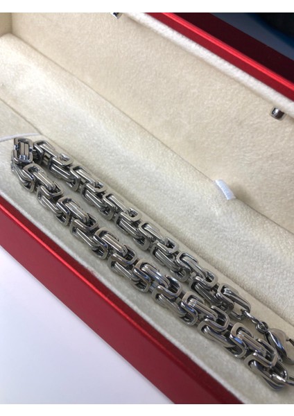 6mm Kral Beyaz Renk Erkek Çelik Bileklik • Işıklı Kutuda • Sevgiliye • Eşe • Babaya • Bileklik indirimleri