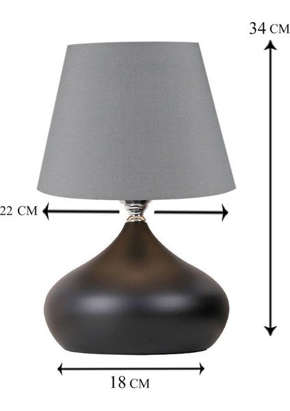 Lapis 2'li Set Antrasit Şapka Masa Lambası Tekli Metal Abajur