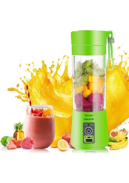 Byars-Portatif Taşınabilir El Blender 380 ml USB Şarjlı Yeşil Byarsbilişim