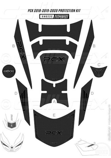 Honda Pcx 2018-19-20 Tank Pad XH022C 11 Parça Set