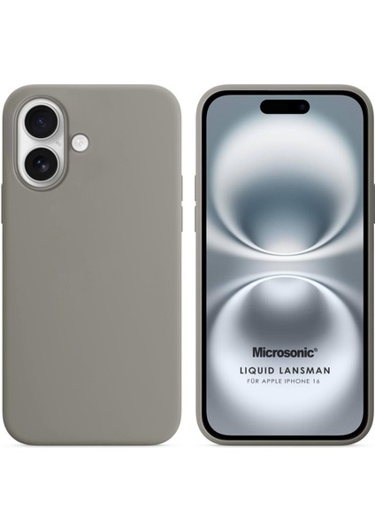 Apple iPhone 16 Kılıf Liquid Lansman Silikon Gri