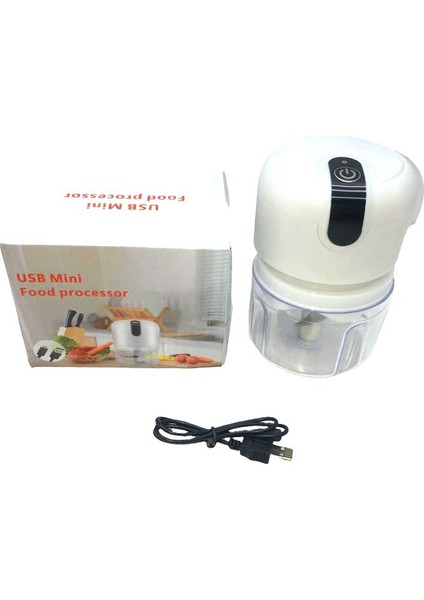 Byars-Usb Mini Food Processor USB Şarjlı Mini 3 Bıçak Blender Rondo Doğrayıcı 250ML Byarsbilişim