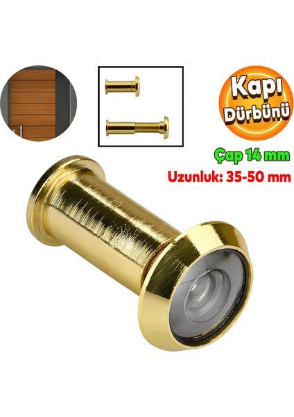 Kapı Dürbünü Kapaksız Çelik Kapı Gold 35-50 mm Ayarlanabilir Çap 14 mm
