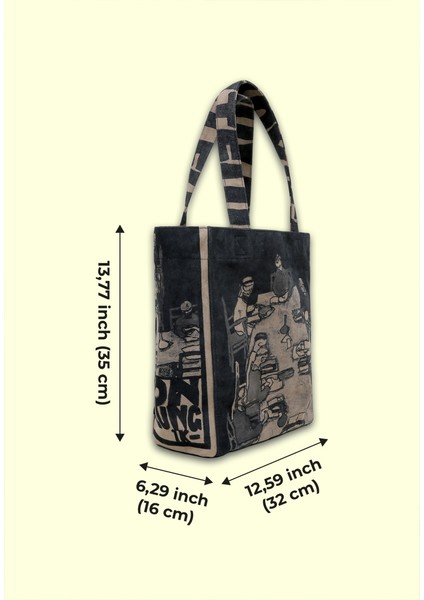 Kadın Vegan Siyah Large Tote Bag - Supper Tasarım