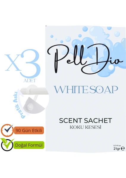 PellDio Home 3'lü Whitesoap Dolap Kokusu Ayakkabılık ve Çekmece Kokusu Kesesi