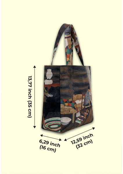 Kadın Vegan Çok Renkli Large Tote Bag - Family Time Tasarım