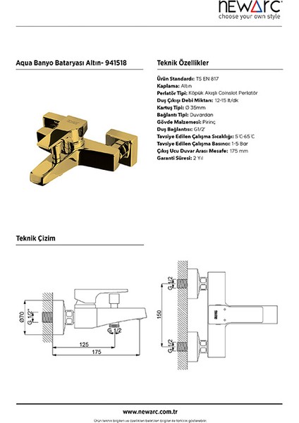 Aqua Altın Banyo Bataryası 941518 fiyatları