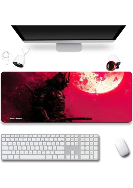 Sonic Touch Sonictouch Ultragrand Kızıl Samuray Gamer Oyuncu Xxl Kırmızı Klavye Mouse Pad 40X90CM