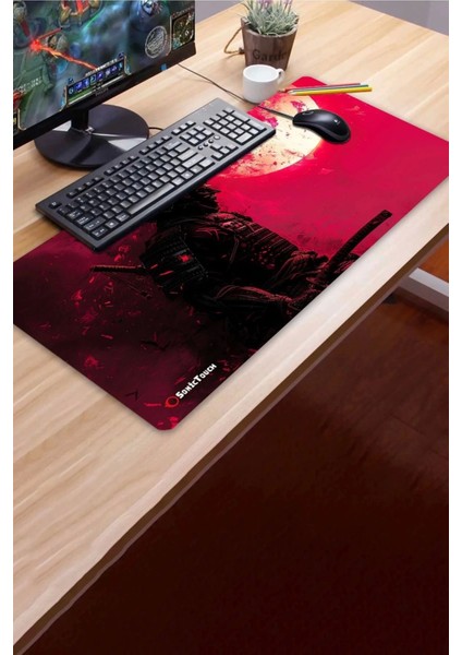 Sonic Touch Sonictouch Ultragrand Kızıl Samuray Gamer Oyuncu Xxl Kırmızı Klavye Mouse Pad 40X90CM