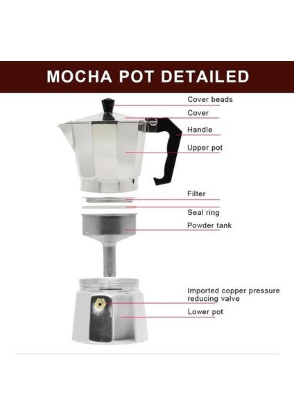 150 ml Kahve Makinesi Alüminyum Mocha Espresso Percolator Pot Kahve Makinesi Moka Pot Stopetop Kahve Makinesi | Kahve Tencereler (Yurt Dışından) fiyatları