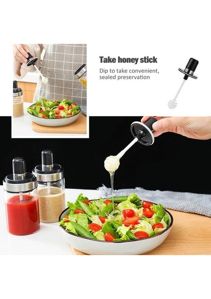 250 ml Mutfak Cam Baharat Şişesi Tuz Şeker Biber Toz Yağı Bal Saklama Kutusu Spice Jar Mutfak Malzemeleri | Şeker ve Amp;krema Tencere (Bal Parası) (Yurt Dışından)