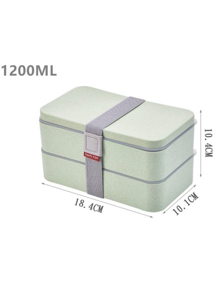 1200ML Buğday Samanı Çift Katmanlar Kaşıkla Öğle Yemeği Kutusu Sağlıklı Malzeme Bento Kutuları Mikrodalga Gıda Saklama Kabı Öğle Yemeği Kutusu | Öğle Yemeği Kutuları (Yurt Dışından)