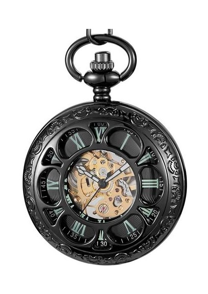 Antik Siyah Erkek Mekanik Cebi Kadın Zincir Steampunk Aydınlık Romen Arama Iskelet El Saati Hediyeler Için Relogio | Cep ve Amp;fob Saatler (Yurt Dışından)