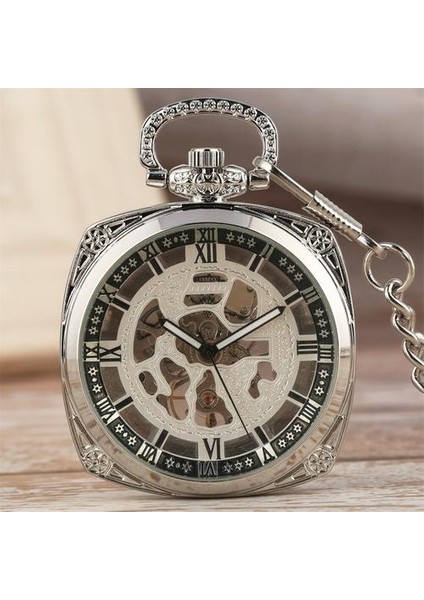 Retro Klasik Büyük Manuel Mekanik Cebi, Yaratıcı Kare Arama Kapak Cebi Olmadan Düz Plaka (Yurt Dışından) fiyatları