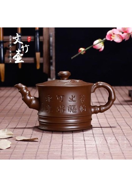 Yixing Zisha Pot El Yapımı Çaydanlık Çay Seti Küçük Kil Pot Bambu Bambu Bölüm Yazı Tasarrufu Kuşkonmaz Pot Home | Çaydanlıklar (Yurt Dışından)