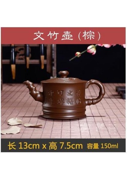 Yixing Zisha Pot El Yapımı Çaydanlık Çay Seti Küçük Kil Pot Bambu Bambu Bölüm Yazı Tasarrufu Kuşkonmaz Pot Home | Çaydanlıklar (Yurt Dışından)