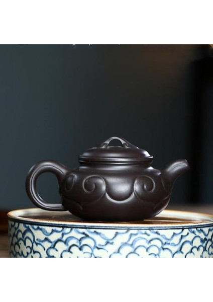 Otantik Yixing Çay Potu Mor Kil Çaydanlıklar Ham Ore Siyah Çamur El Yapımı Güzellik Su Isıtıcısı Çay Töreni Delik Filtresi 200ML | Çaydanlıklar (Yurt Dışından)