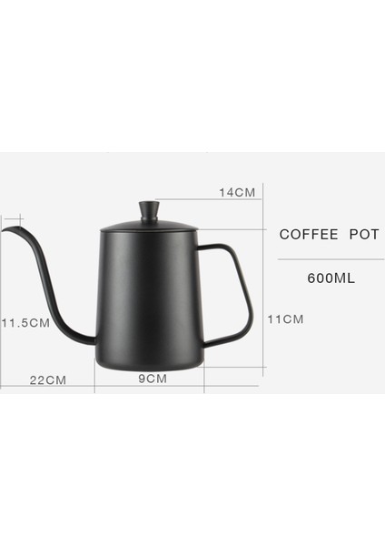 600 ml Damla Su Isıtıcısı Kahve Çay Potu Yapışmaz Kaplama Gıda Sınıfı Paslanmaz Çelik Gooseneck Damla Su Isıtıcısı Kuğu Boyun Ince Ağız | Ağız (Yurt Dışından)