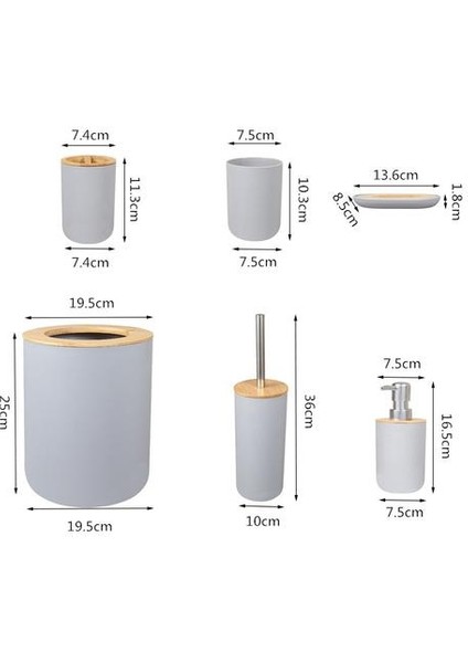 6 Parçabathroom Aksesuarları Seti Bambu Oda Seti Diş Fırçası Tutucu Sabun Dağıtıcı Tuvalet Fırçası Çöp Kutusu Banyo Temel Seti | Banyo Donanım Setleri (Yurt Dışından)