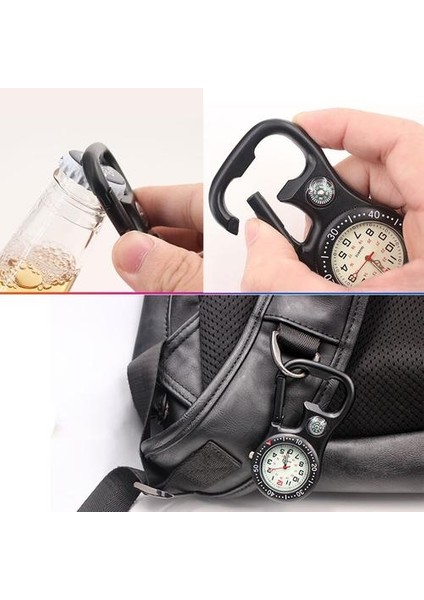 Sırt Çantası Dekorasyon Pusula Izle Klip Karabina Kanca Cep Saatler Aydınlık Mini Arama Kuvars Açık Unisex Saatler | Cep ve Amp;fob Saatler (Yurt Dışından)