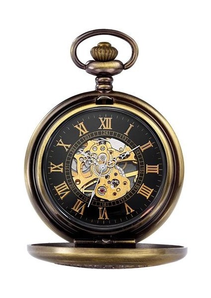 Antik Erkekler Için Benzersiz Tasarım Iskelet Hediye Mekanik Cebi Kadınlar Asılı Zincir Bronz Steampunk El Saati Droshipping | Cep ve Amp;fob Saatler (Yurt Dışından)