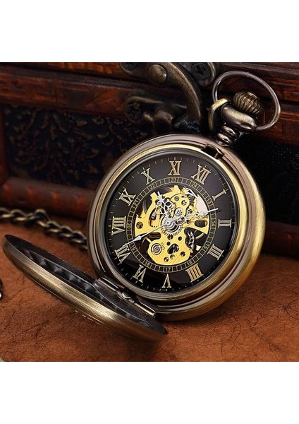 Antik Erkekler Için Benzersiz Tasarım Iskelet Hediye Mekanik Cebi Kadınlar Asılı Zincir Bronz Steampunk El Saati Droshipping | Cep ve Amp;fob Saatler (Yurt Dışından) modelleri