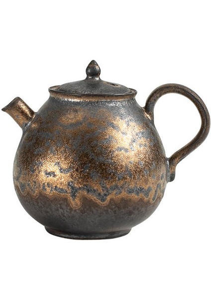 Saf El Yapımı Retro Altın Pas Sırlı Çaydanlık Tek Pot Kaba Çömlekçilik Kung Fu Çay Seti Seramik Ev Hediye Çay Makinesi | Çaydanlıklar (Yurt Dışından)
