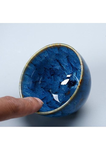 Seramik Fırın Çay Bardağı Değişim Porselen Kupa Teacup Ev Kungfu Çay Kase Tek Fincan Tianmu Jianzhan Kung Fu Teaware Ev Dekor | Teacups (Mavi) (Yurt Dışından) fiyatları