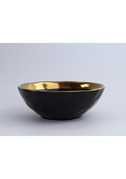 Yuvarlak Siyah Seramik Salata Kase Altın Japon Tarzı Şehriye Konteyner Çorba Pirinç Kase Için Ceramica Set Mutfak Aracı Sofra Takımı | Kaseler (Yurt Dışından)