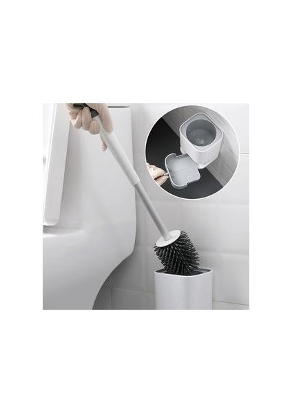 Banyo Tuvalet Fırçası Kafa Tutucu Tutucu Kolu ile Yumuşak Kıllar Temizleme Seti Duvara Monte Klozet Aksesuarları | Tuvalet Fırçası Tutucular (Yurt Dışından)