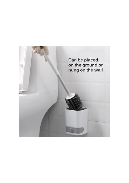 Banyo Tuvalet Fırçası Kafa Tutucu Tutucu Kolu ile Yumuşak Kıllar Temizleme Seti Duvara Monte Klozet Aksesuarları | Tuvalet Fırçası Tutucular (Yurt Dışından)