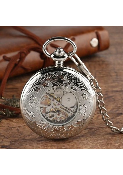 Gümüş Mekanik Cebi Manuel Mekanizması Kolye Fob Zincir Saat Şeffaf Cam Kapak Romen Rakamları Retro Timepiece | Cep ve Amp;fob Saatler (Yurt Dışından) fırsatları