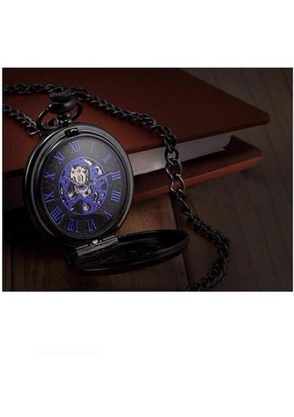 Steampunk Mavi Mekanik Iskelet Tekerlek Dişli Cebi | Cep ve Amp;fob Saatler (Yurt Dışından)