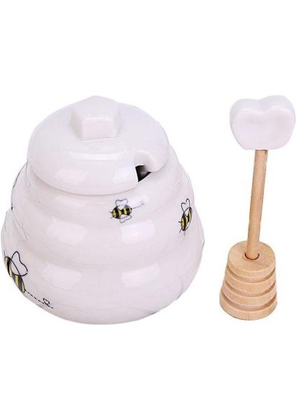 5 Adet Seramik Bal Pot Yaratıcı Reçel Kavanoz Kepçe ve Kapak ile Set Ev Mutfak Hediye | Şeker & Amp;krema Tencere (Yurt Dışından)