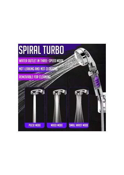 3 Mod Turbo Duş Başlığı Ayarlanabilir Jeting Yağış Basınçlı Duş Başlığı Yüksek Basınçlı Su Tasarrufu Banyo Spa Duş Başlığı | Duş Başlıkları (Yurt Dışından)